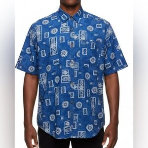 ALOHAS Navy and White Geometric Men's Shirt